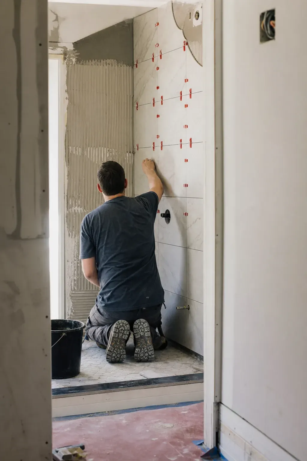 Tiling a bathroom shower wall