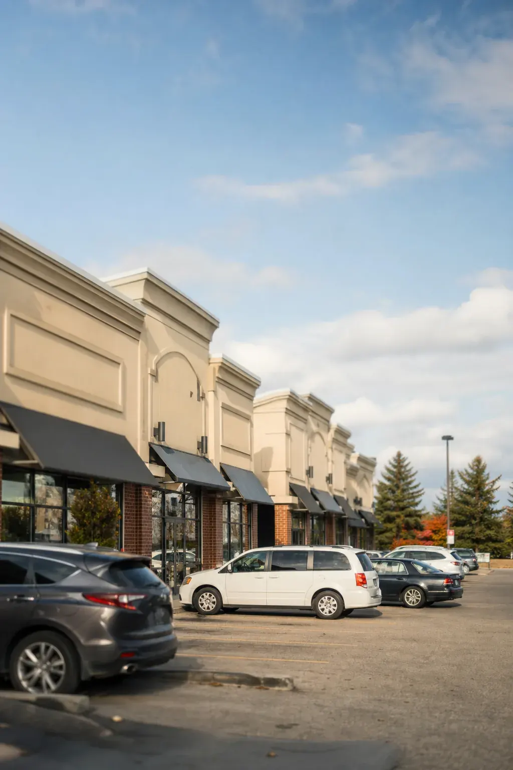 Suburban plaza with small businesses