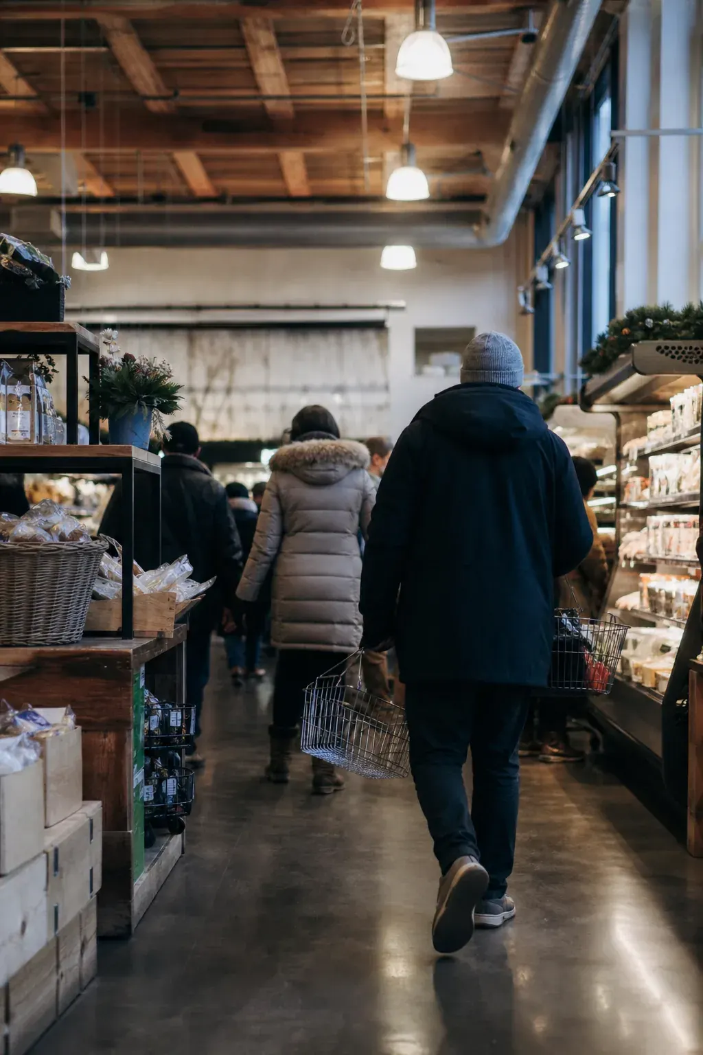 Busy retail store with customers