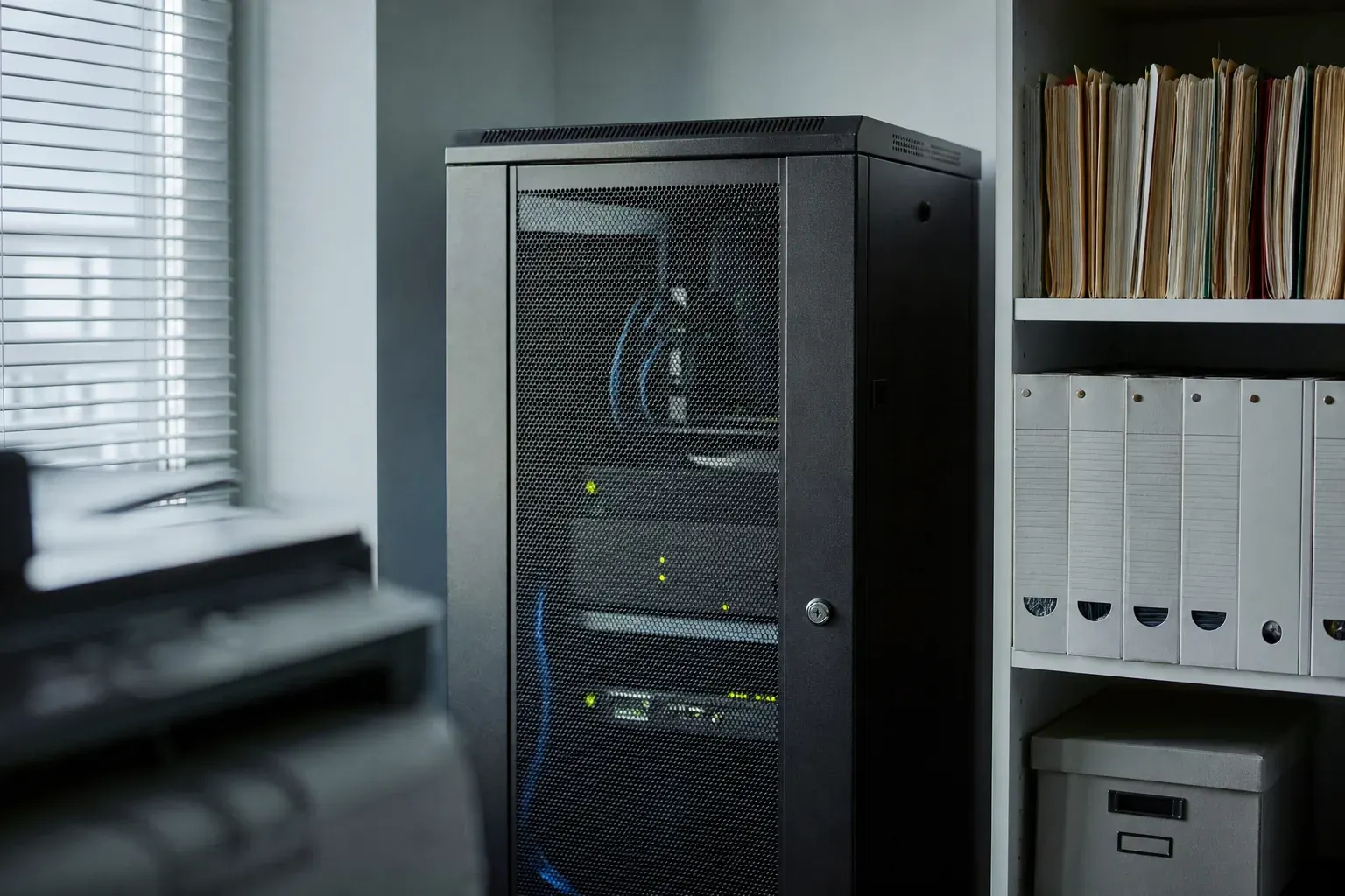 Clinic network cabinet and records storage