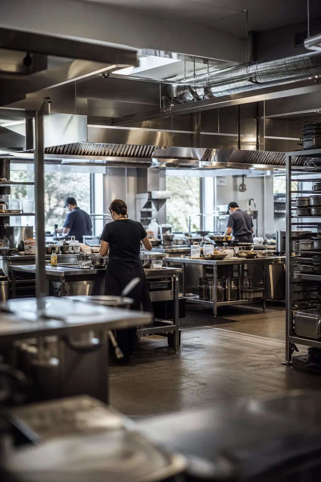 Shared commissary kitchen with several stations
