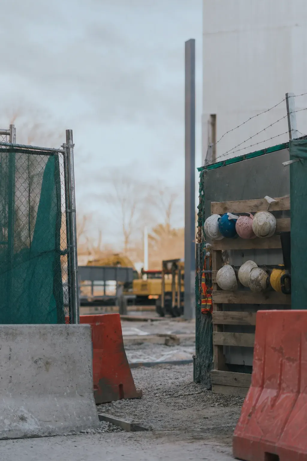 Fenced construction site entrance