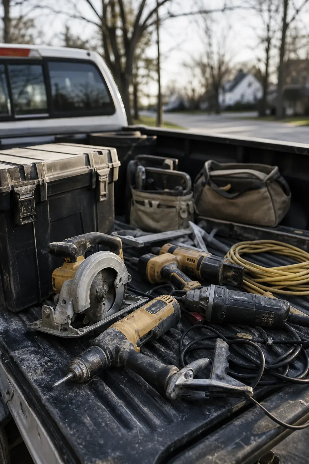 Tools in a truck bed