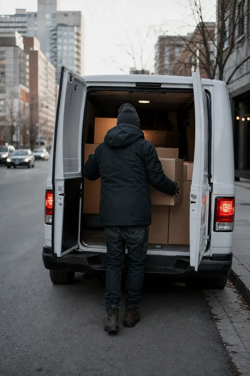Loading a work van
