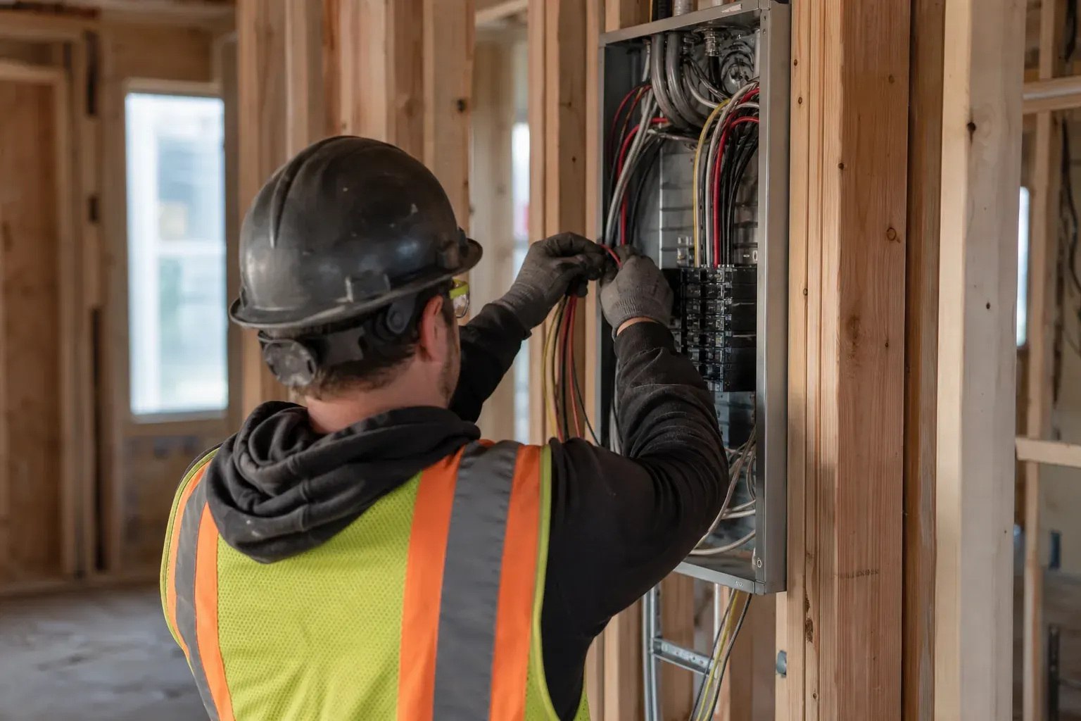 Electrician at a panel