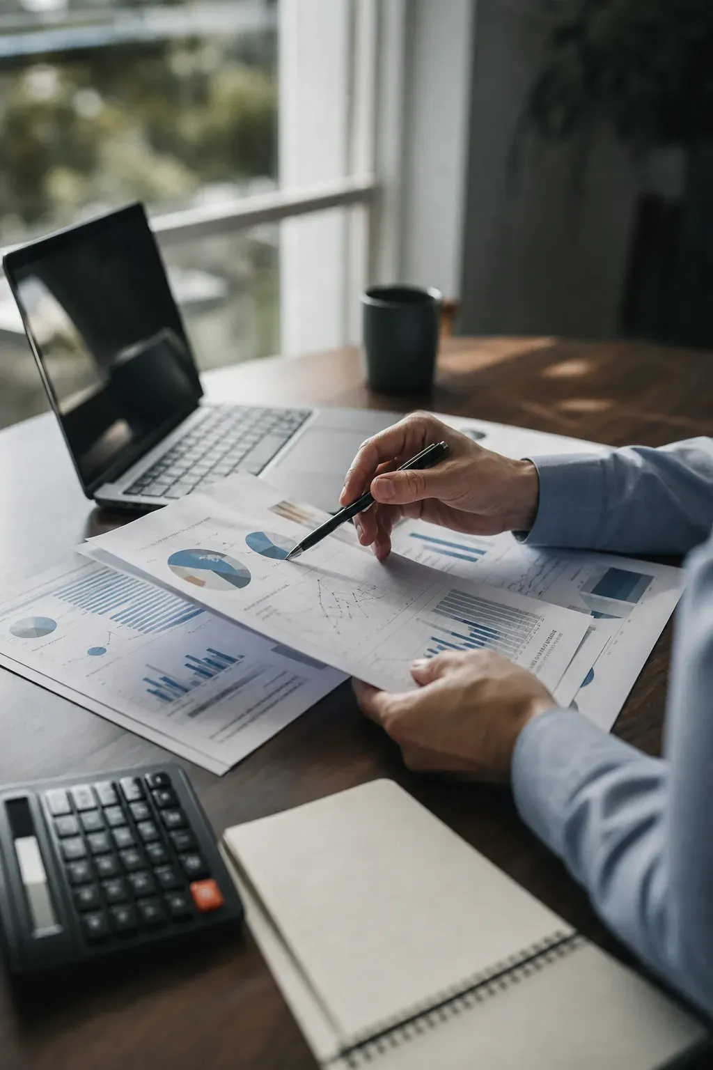 Finance manager reviewing financial reports