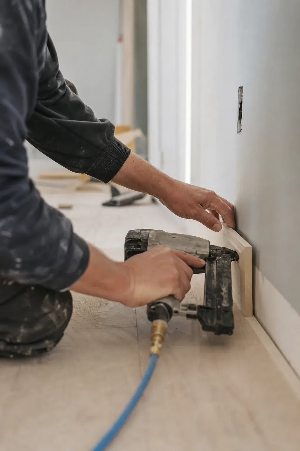 Finish carpenter installing trim