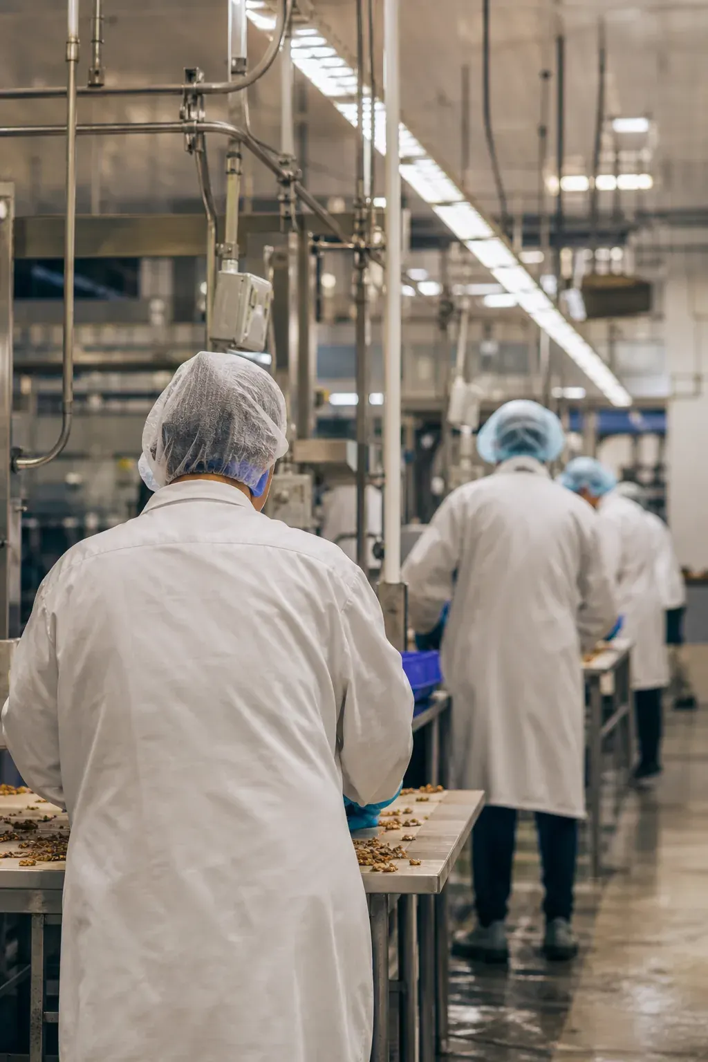 Workers on a food production line
