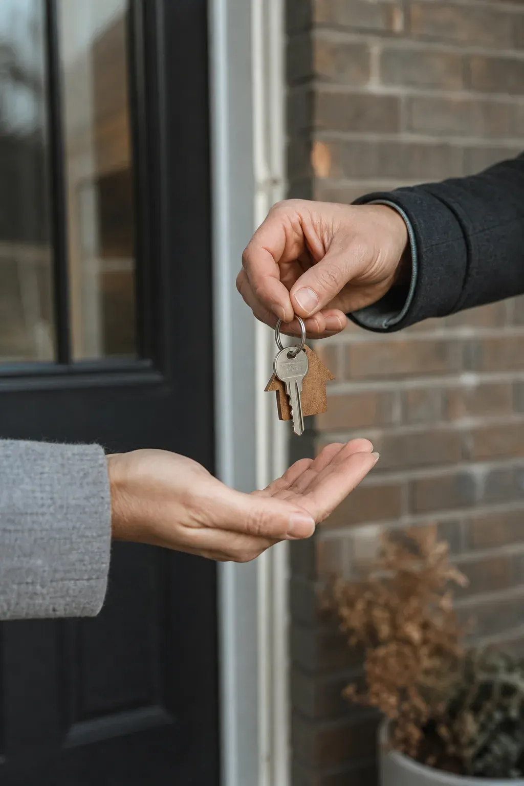 Landlord handing keys to a new tenant