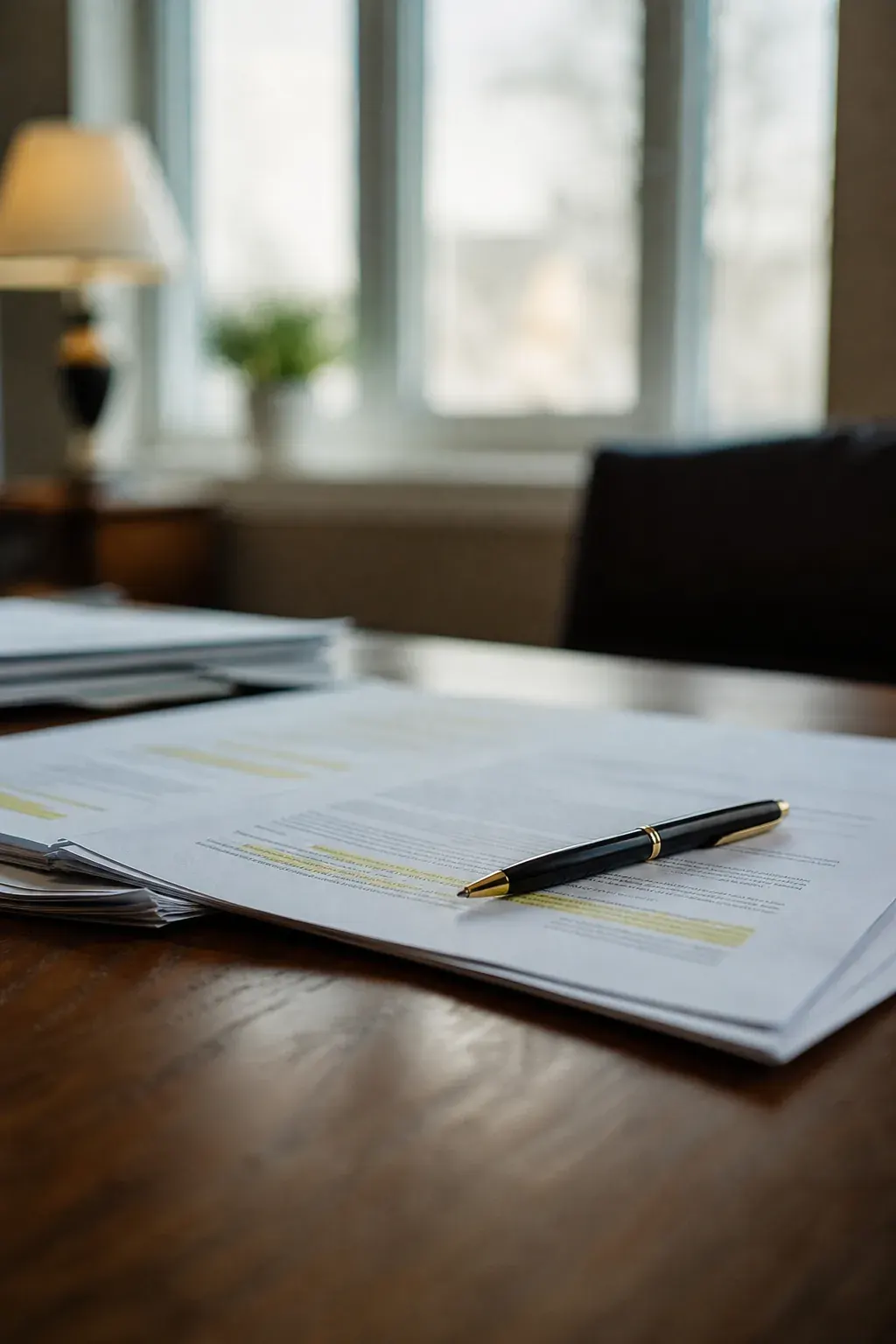 Contract and legal documents on a desk