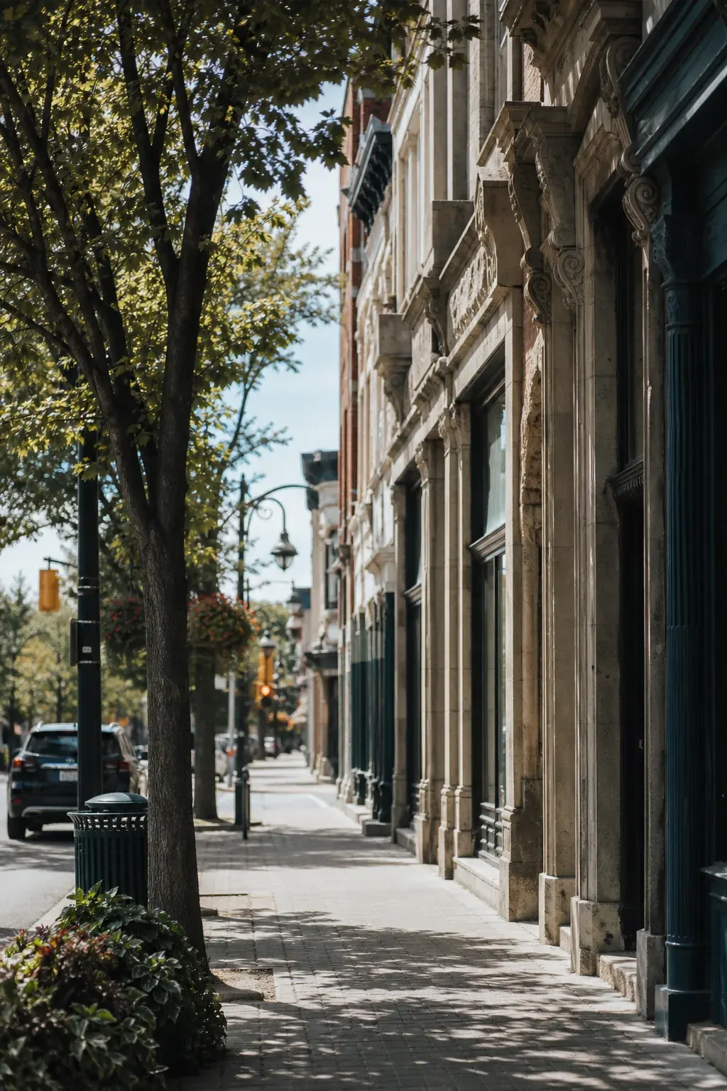 Downtown streetscape with heritage buildings