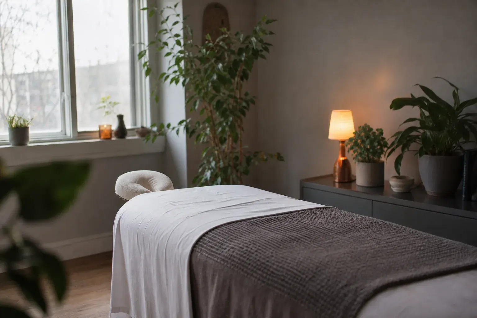 Massage therapy treatment room