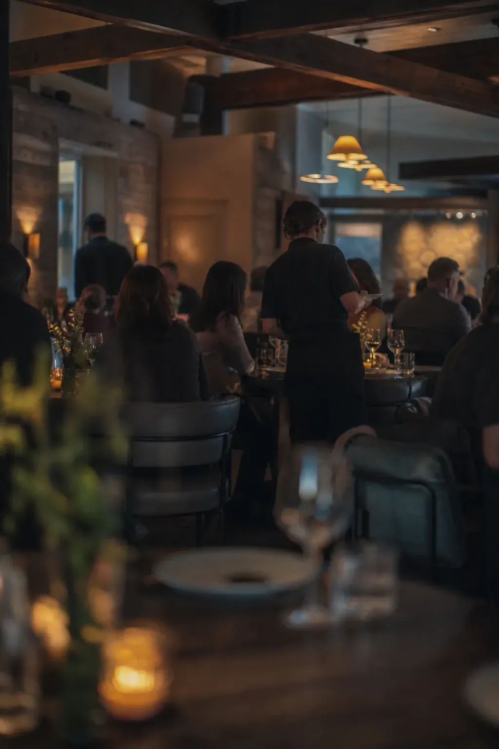 Restaurant dining room during service