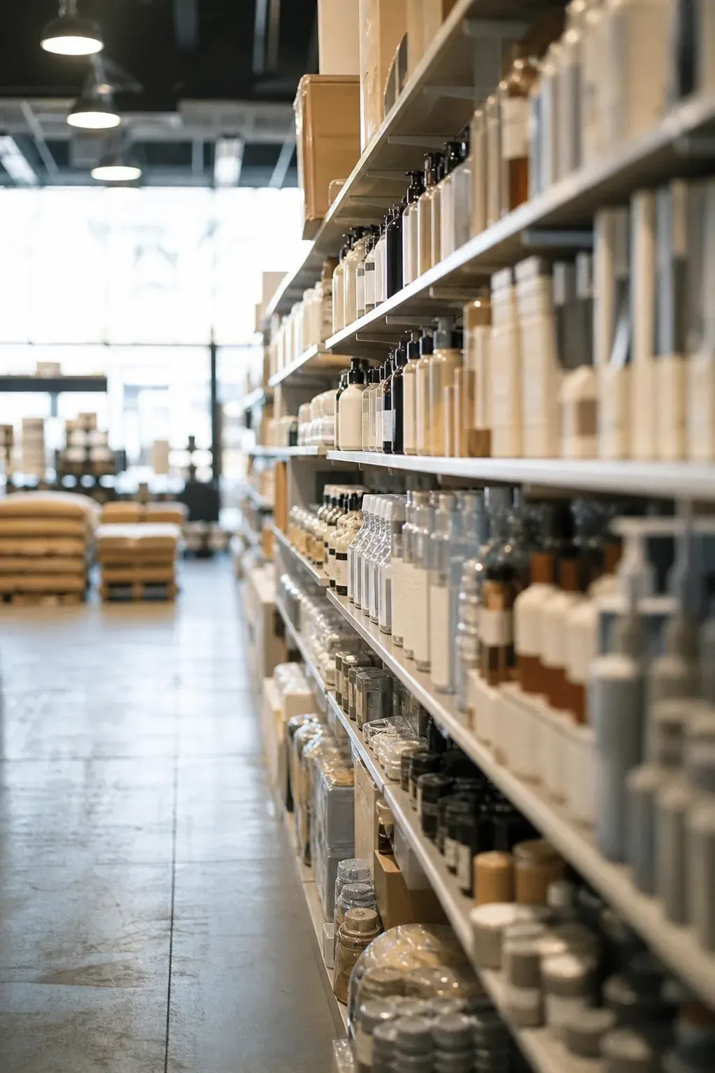 Retail shelf stocked with consumer products