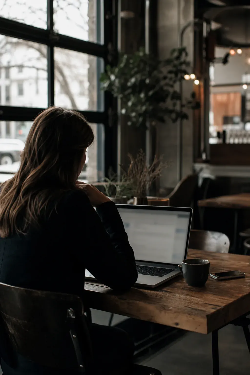 Business owner reviewing an email on a laptop