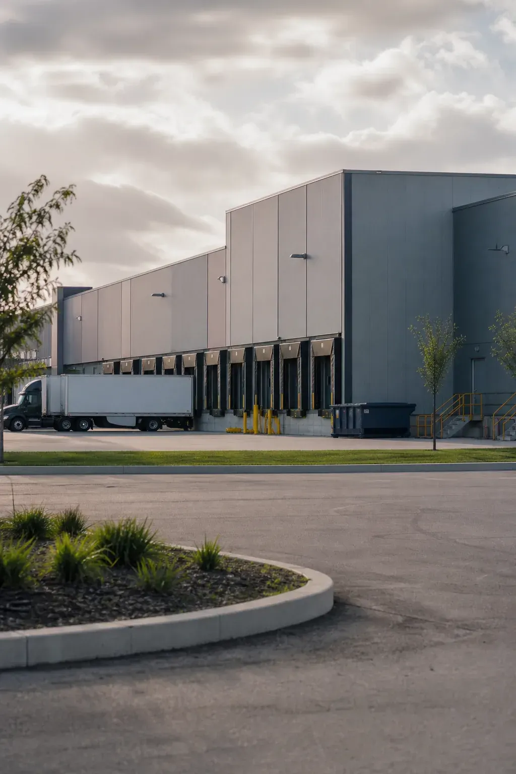 Modern manufacturing plant in an industrial area