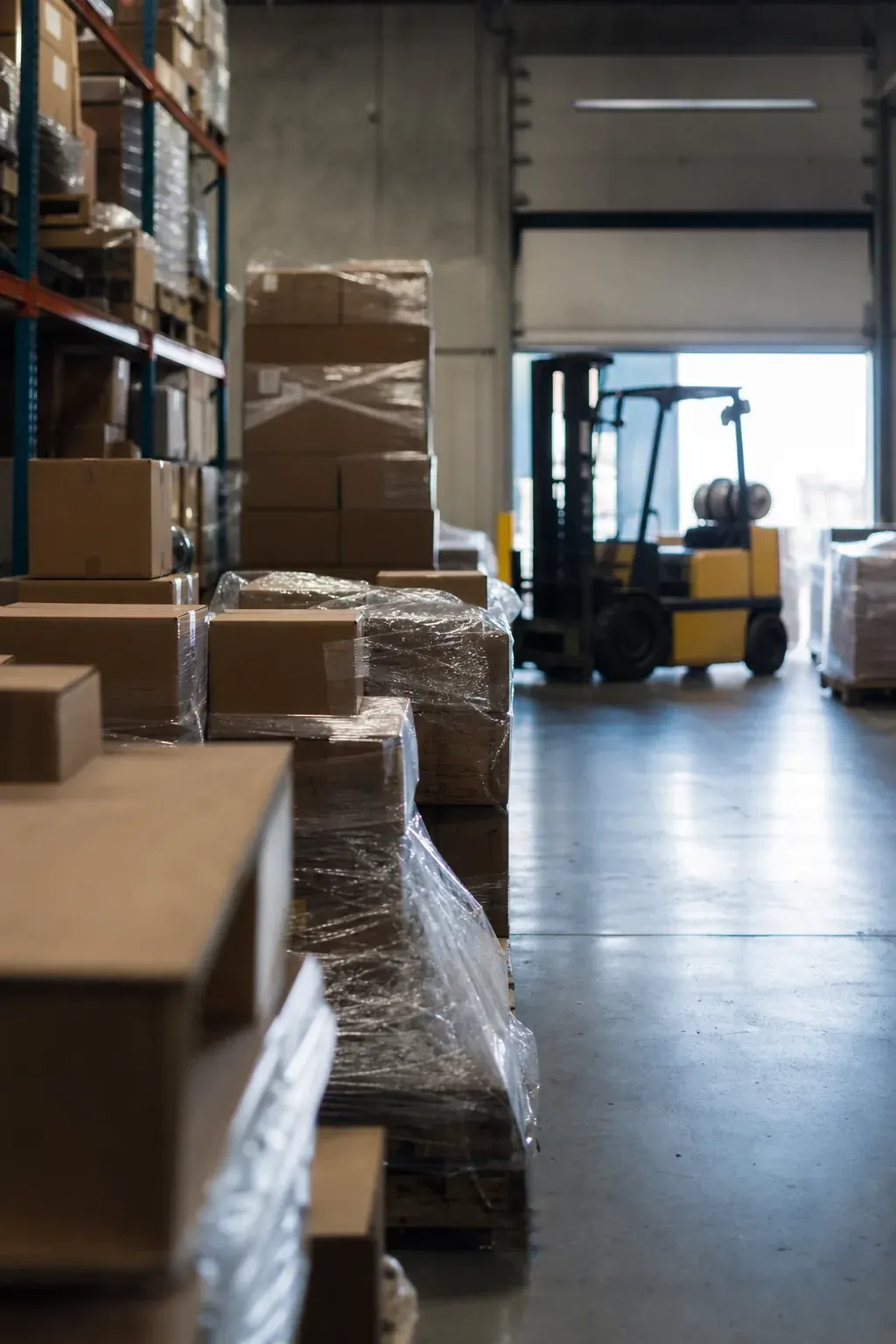 Wholesale shipments staged in a distributor warehouse
